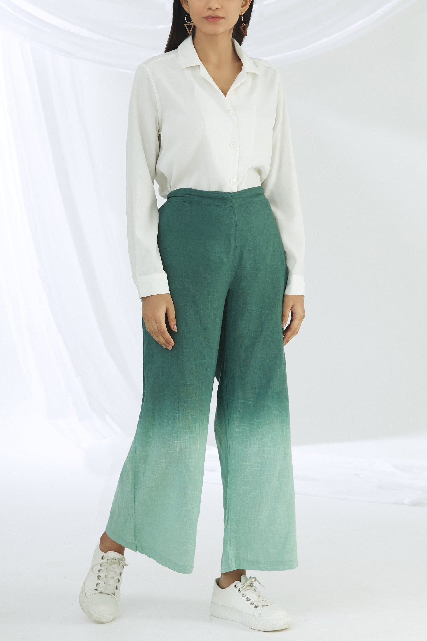 Green High Waist Wide Leg Trousers | New Look